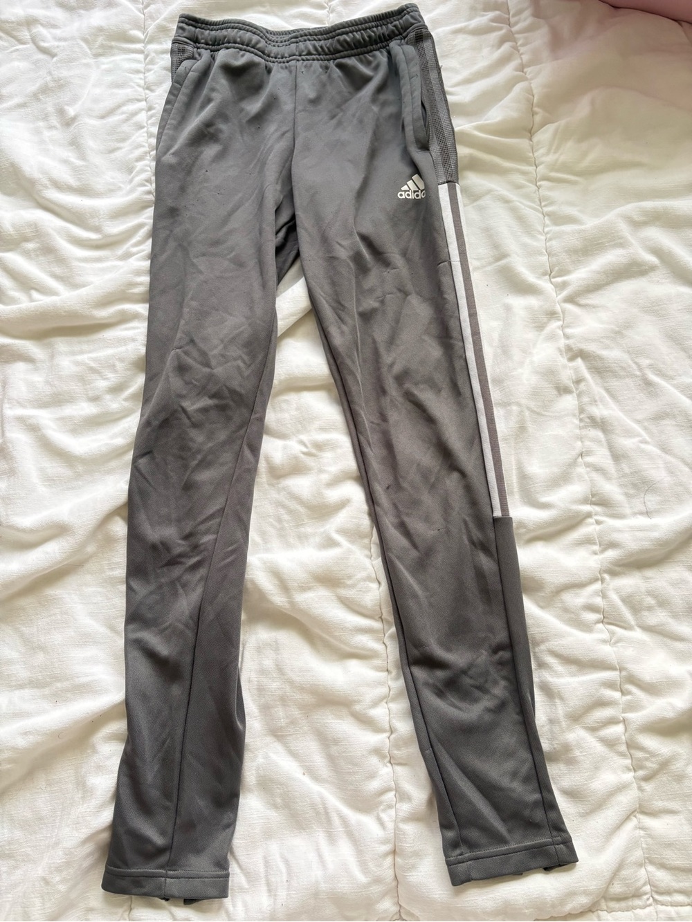 adidas Grey track Joggers with strips size small